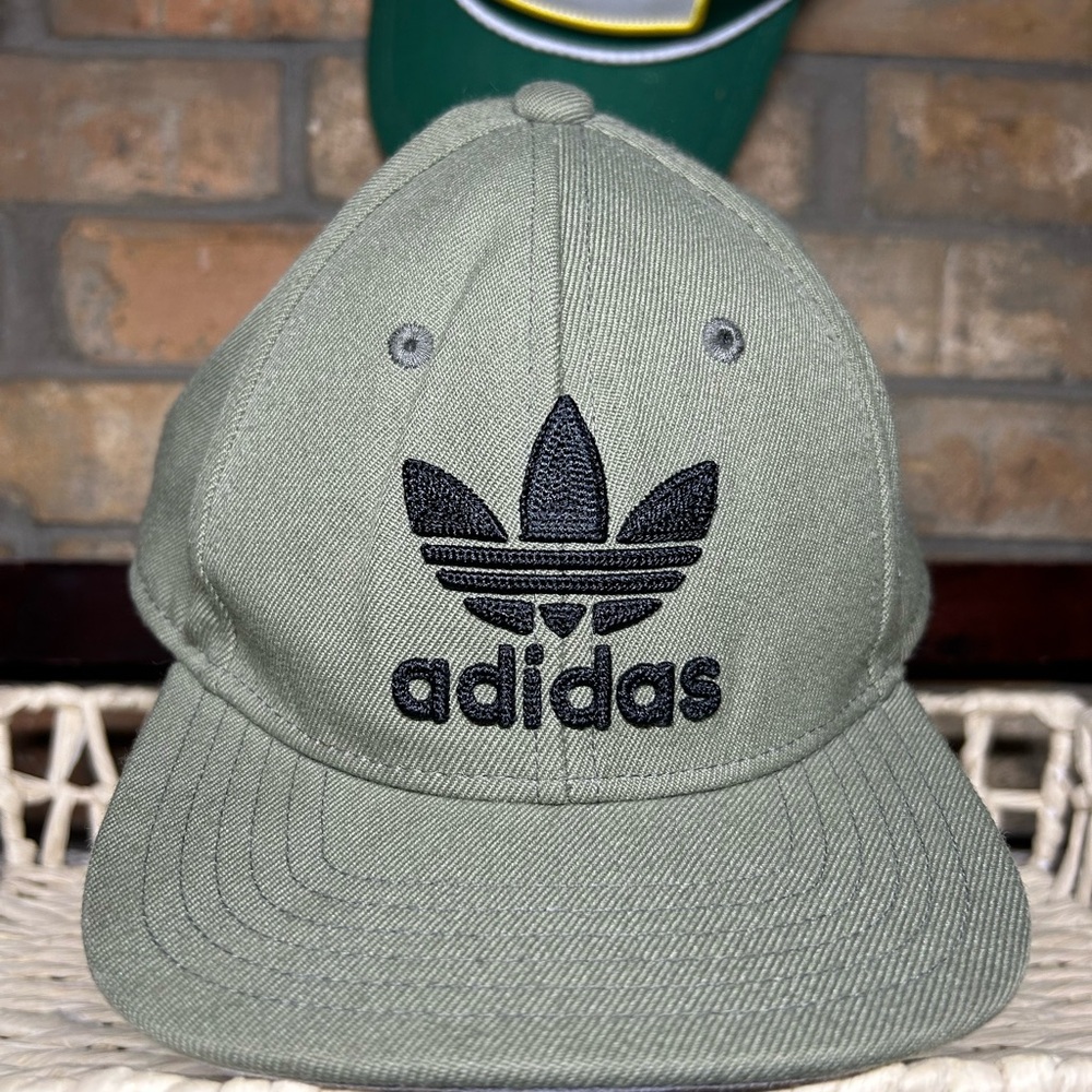 adidas Olive Hat with Black Trefoil Logo